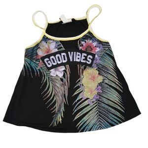 Belle Du Jour Black Camisole with Tropical Print